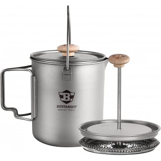 Camping Titanium Pot, French Press Coffee Maker