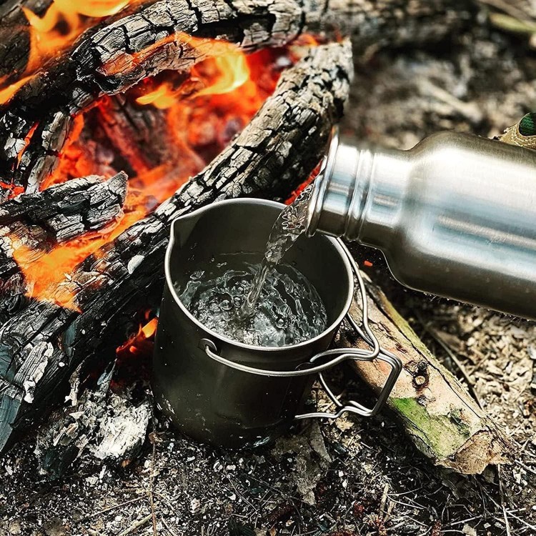 Camping Titanium Pot, French Press Coffee Maker