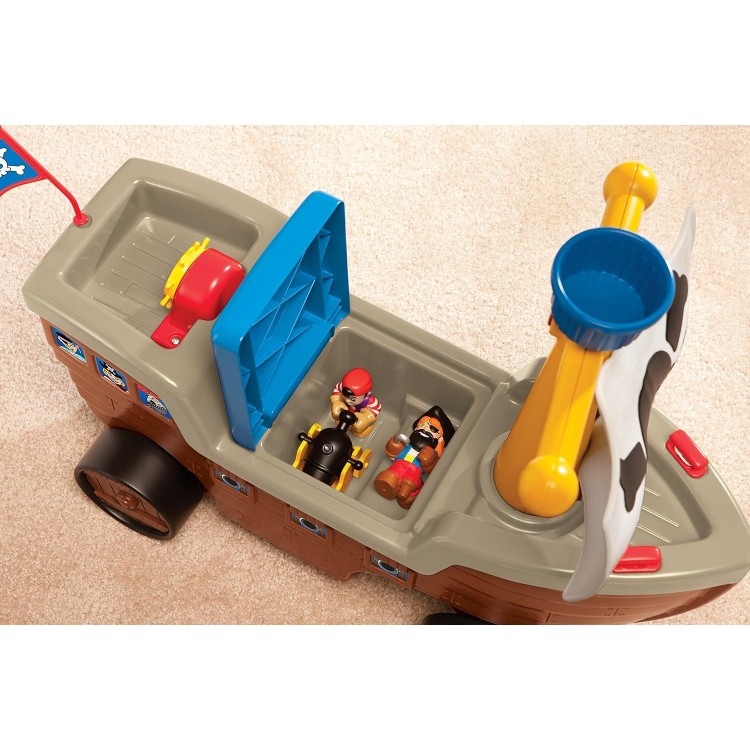 2-In-1 Pirate Ship Toy - Kids Ride-On Boat With Wheels