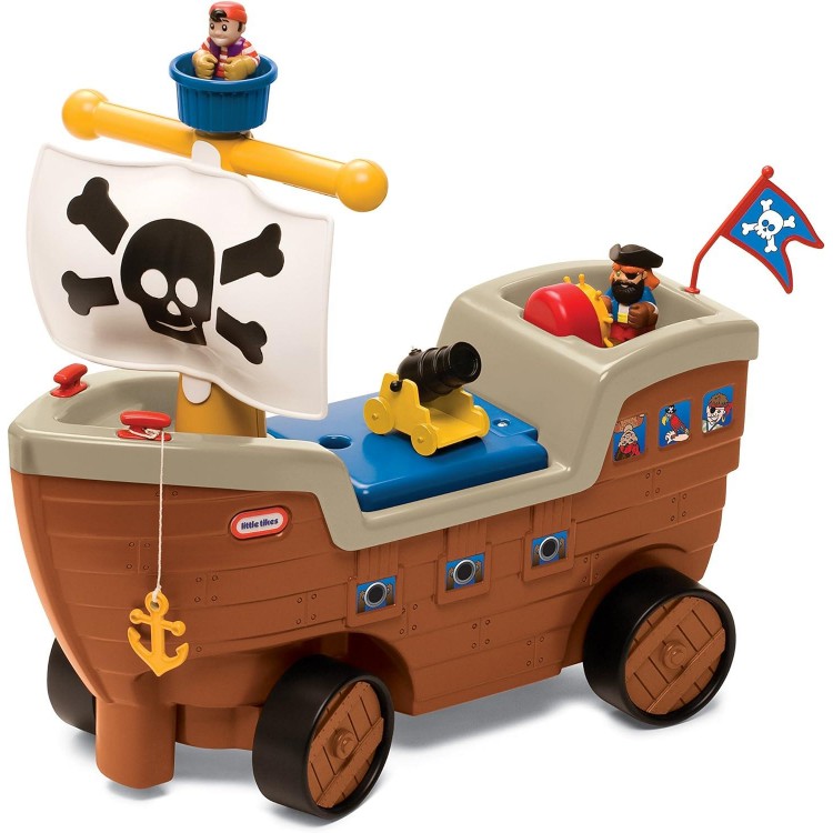 2-In-1 Pirate Ship Toy - Kids Ride-On Boat With Wheels