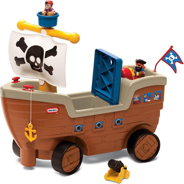 2-In-1 Pirate Ship Toy - Kids Ride-On Boat With Wheels