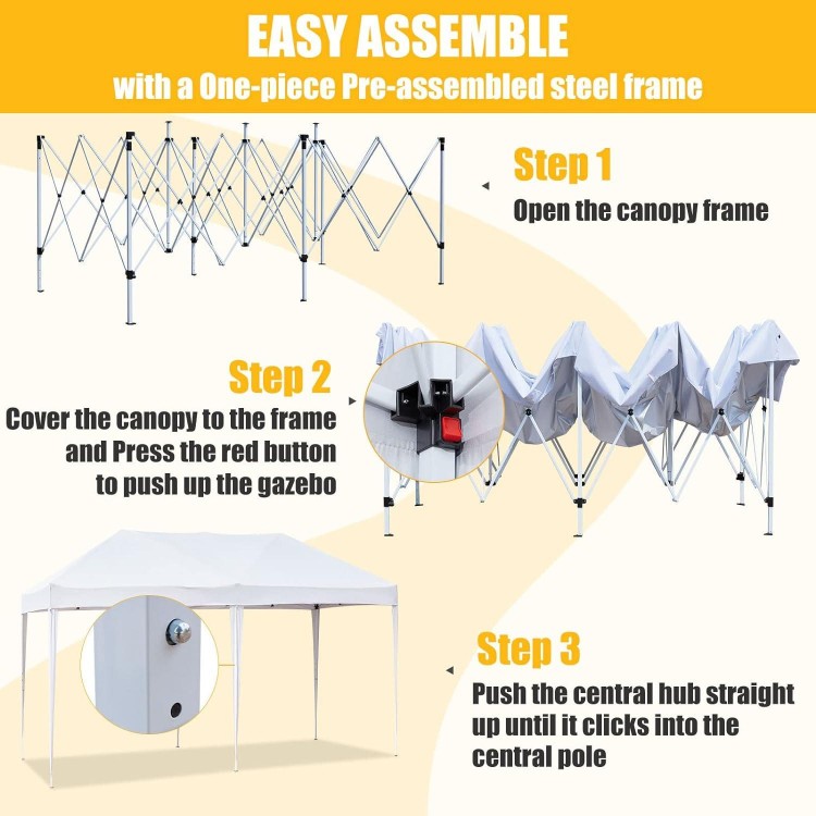 10 x20 Pop Up Canopy with Sturdy Frame,Folding Patio Canopies Height Adjustable