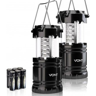 LED Camping Lantern, Black, Collapsible, (Batteries Included)