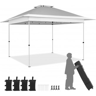 13x13 Pop Up Canopy Tent, Straight Leg Easy Single Person Set-up Folding