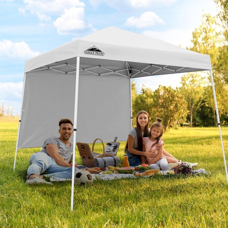 Pop Up Canopy Tent With Wall Panel, Portable Slant Leg Instant Sun Shelter