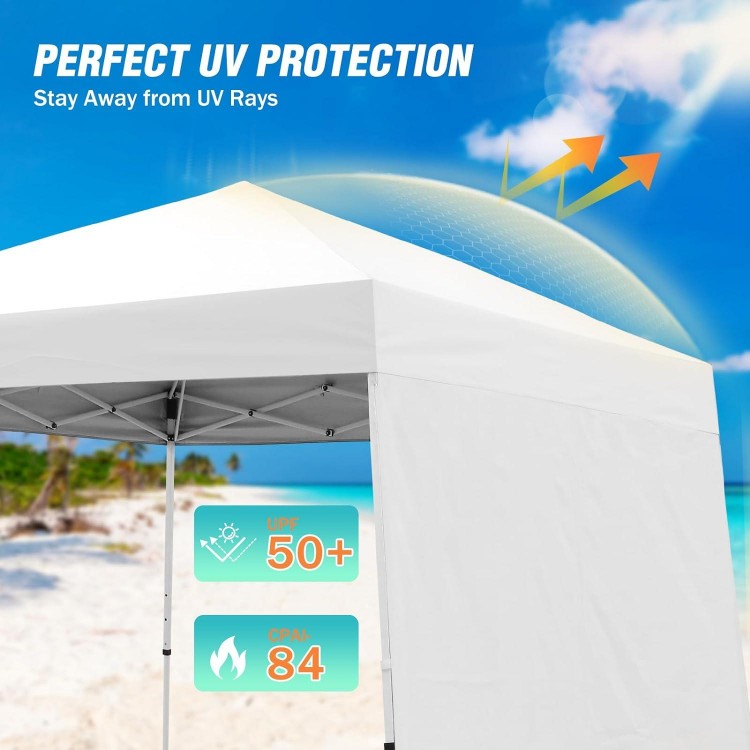 Pop Up Canopy Tent With Wall Panel, Portable Slant Leg Instant Sun Shelter