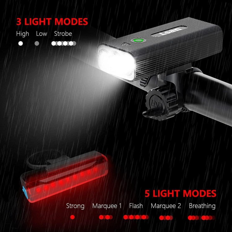 1200 Lumens Bike Lights Front and Back