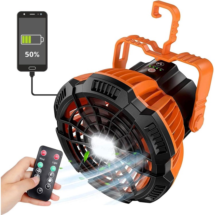 Camping Fan with LED Lantern, 25H Work Time Battery Operated Fan
