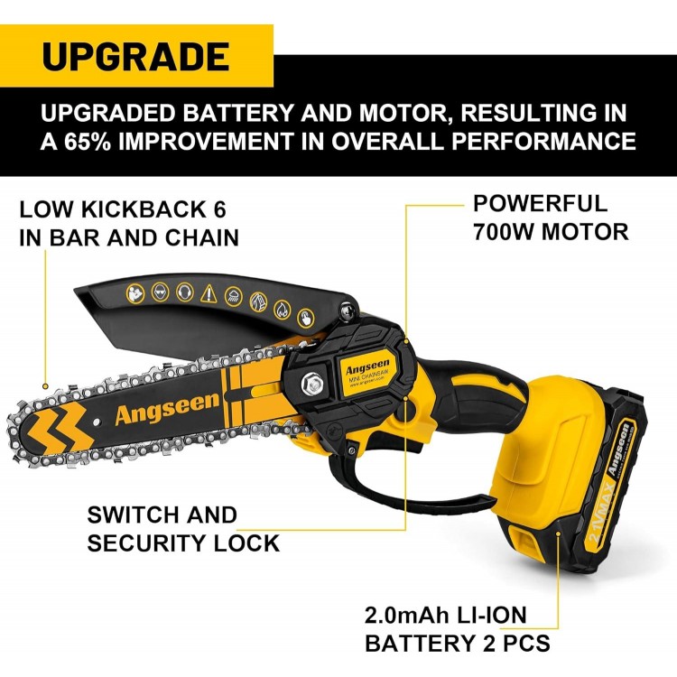 Mini Chainsaw Cordless 6 Inch, Electric Chainsaw Chain Saw Battery Powered
