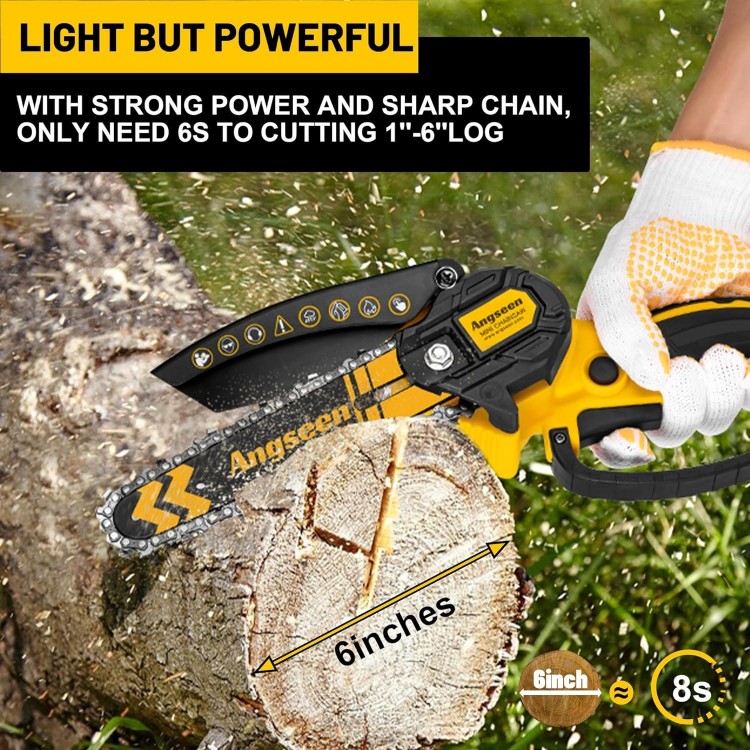 Mini Chainsaw Cordless 6 Inch, Electric Chainsaw Chain Saw Battery Powered