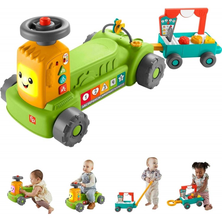 Laugh & Learn Baby To Toddler Toy, 4-In-1 Farm To Market Tractor Ride On
