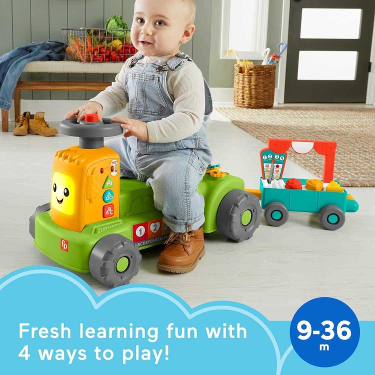 Laugh & Learn Baby To Toddler Toy, 4-In-1 Farm To Market Tractor Ride On