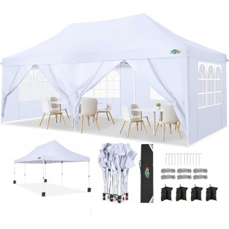 10x20 Pop up Canopy with 6 Removable Sidewalls, Outdoor Canopy Tents