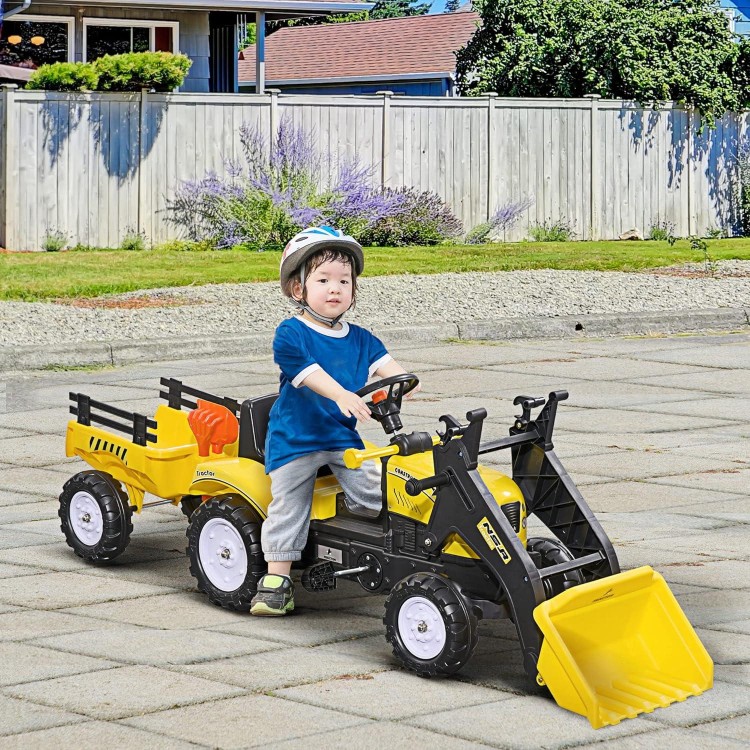 Kids Ride-On Excavator, Pedal Car Bulldozer
