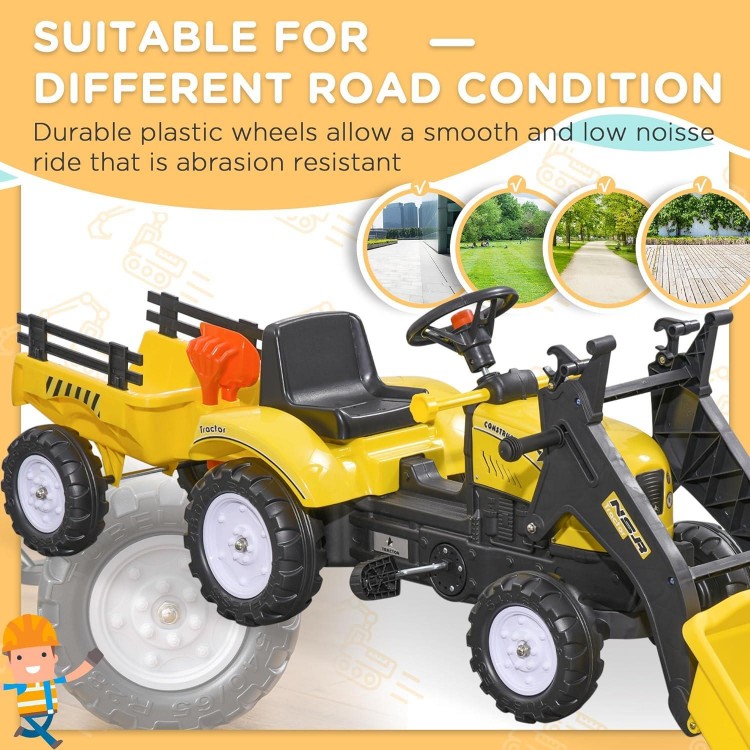 Kids Ride-On Excavator, Pedal Car Bulldozer