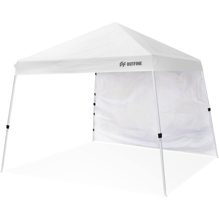 10'X10' Slant Leg Pop Up Canopy, Outdoor Patio Portable Tent With Sidewall