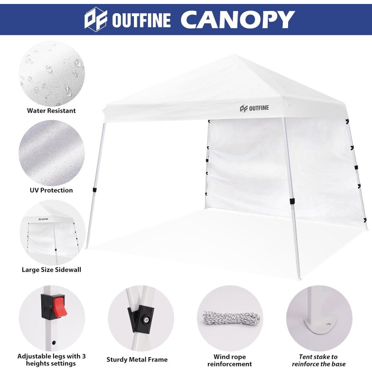 10'X10' Slant Leg Pop Up Canopy, Outdoor Patio Portable Tent With Sidewall