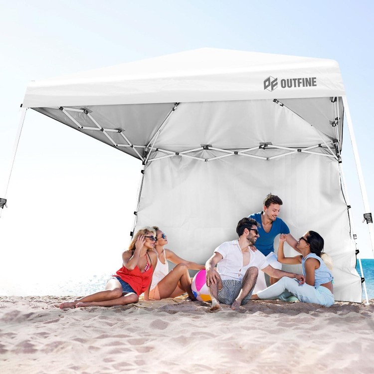 10'X10' Slant Leg Pop Up Canopy, Outdoor Patio Portable Tent With Sidewall