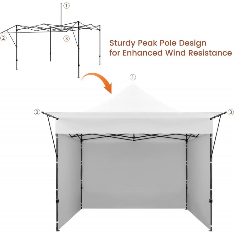 10x10 Pop up Commercial Canopy Tent with 3 Removable Sidewalls & Awning