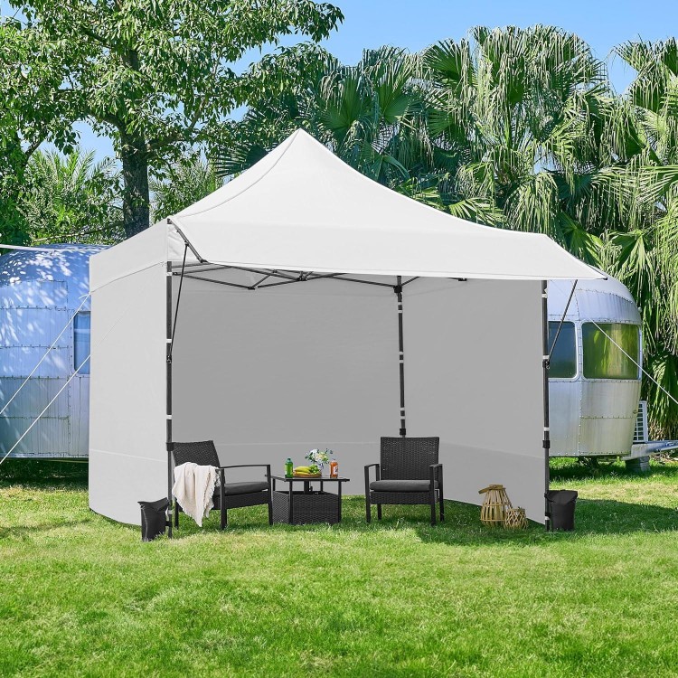 10x10 Pop up Commercial Canopy Tent with 3 Removable Sidewalls & Awning