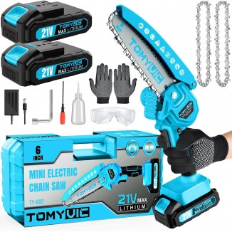 Mini Chainsaw 6-Inch Battery Powered - Best Cordless Small Handheld Chain Saw
