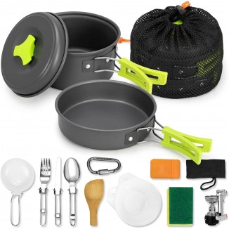 15pcs Camping Cookware Mess Kit