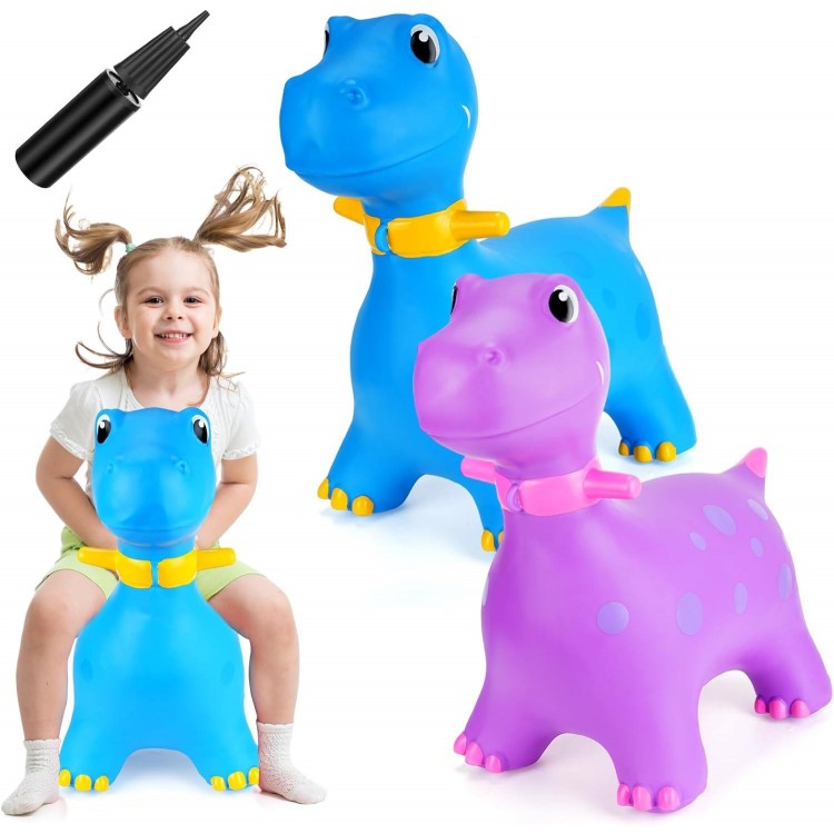 2 Pcs Dinosaur Bouncy Hopper Inflatable Ride on Bouncing