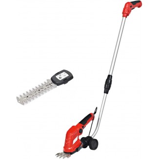 7.2V Cordless Grass Shear + Hedge Trimmer w/Wheeled Extension Pole and Battery