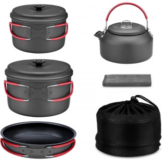 Camping Cookware Set,Durable Aluminum Camping Cooking Set