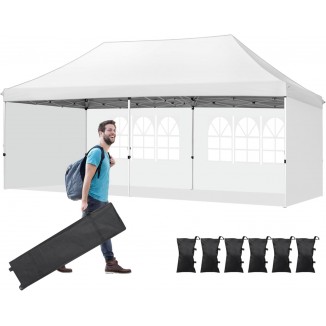 10x20 Pop Up Canopy With 3 Removable Sidewalls,Adjustable Waterproof