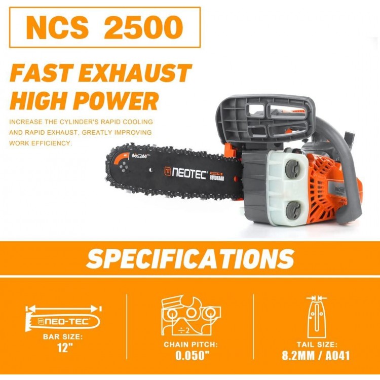 12'' Top Handle Gas Chainsaw,2-Stroke 25.4cc Portable Chain Saws