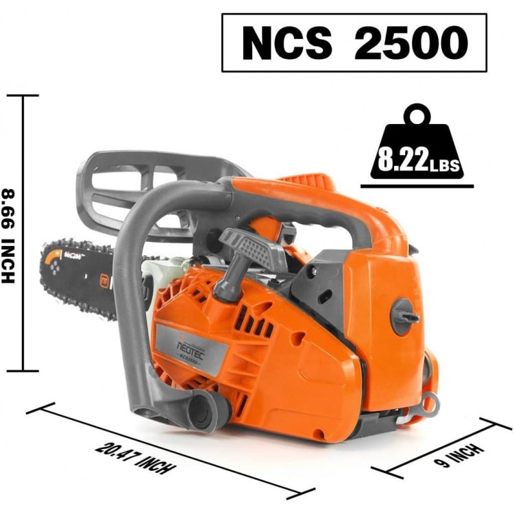 12'' Top Handle Gas Chainsaw,2-Stroke 25.4cc Portable Chain Saws