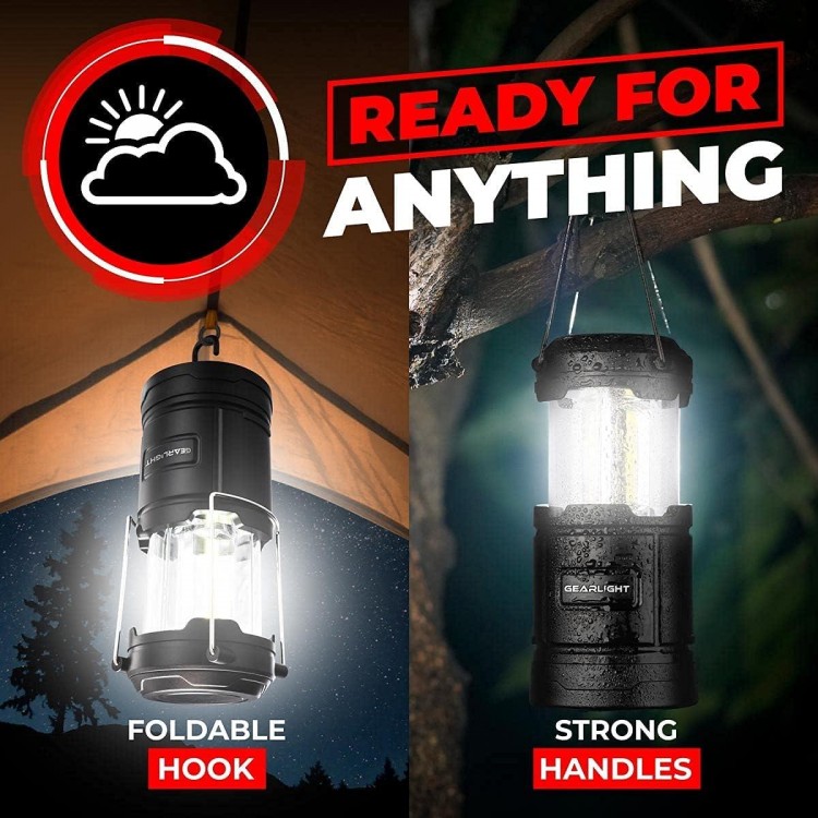 Camping Lantern with Magnetic Base and Foldable Hook