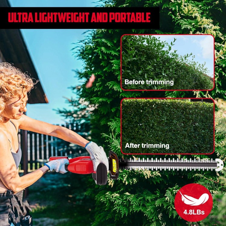 18v Battery (NO Battery), Cordless Electric Hedge Trimmer with Brushless Motor