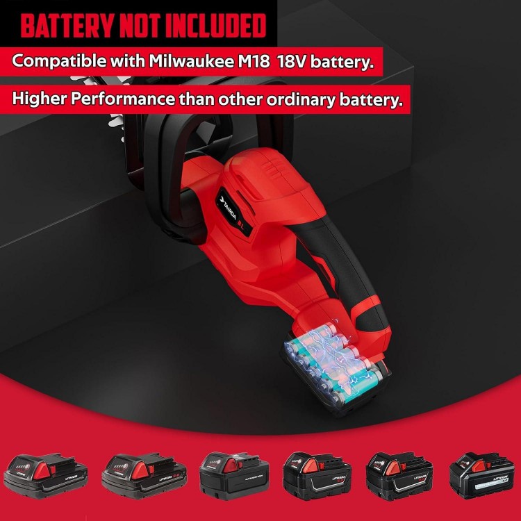 18v Battery (NO Battery), Cordless Electric Hedge Trimmer with Brushless Motor