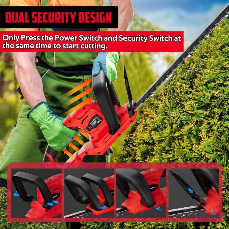 18v Battery (NO Battery), Cordless Electric Hedge Trimmer with Brushless Motor