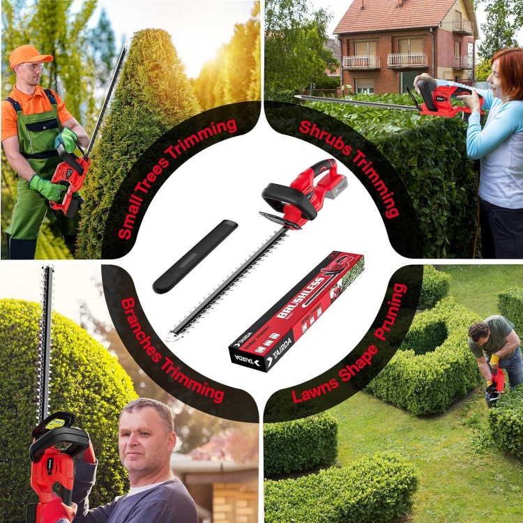 18v Battery (NO Battery), Cordless Electric Hedge Trimmer with Brushless Motor