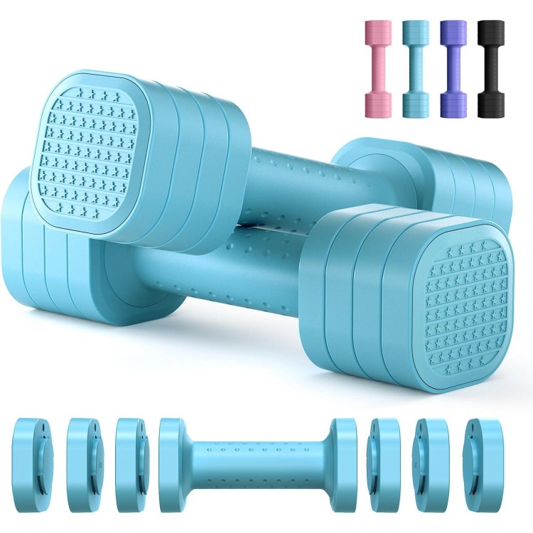 Adjustable Dumbbell Set of 2, 4 in 1 Free Weights Dumbbells Set for Women