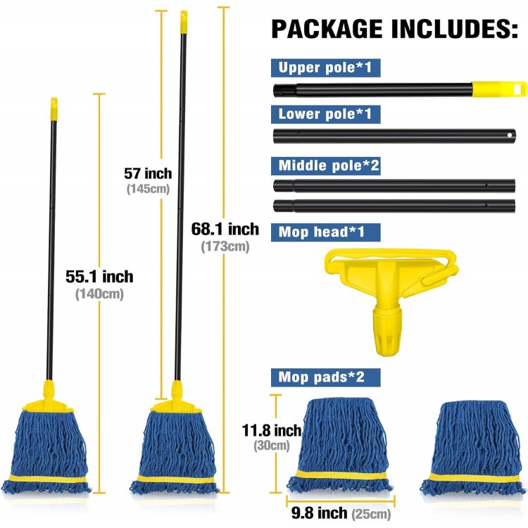 String Mop for Floor Cleaning Heavy Duty, 57 inches Cotton Mop