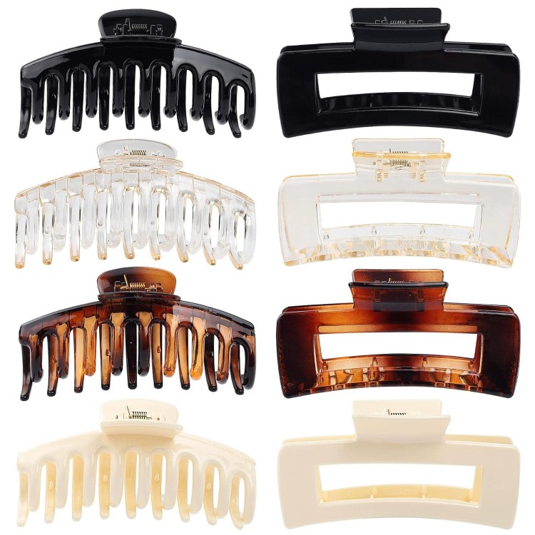 8 Pack 4.3 Ihch Rectangular Hair Clips for Women Girls Large Hair Jaw Clips