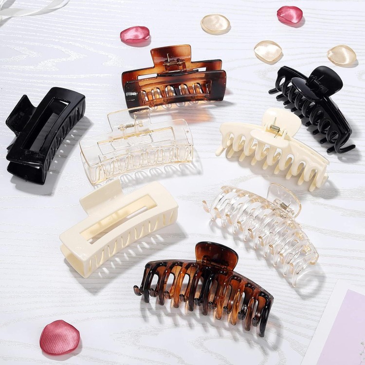 8 Pack 4.3 Ihch Rectangular Hair Clips for Women Girls Large Hair Jaw Clips