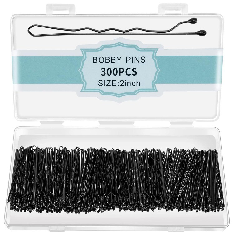 300 Pcs Bobby Pins Black,Invisible Wave Hair clips Bulk with Storage box