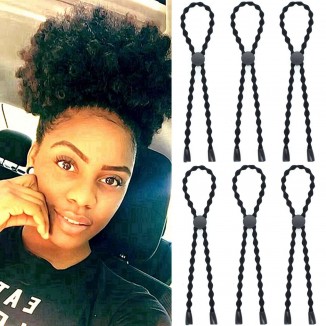 6PCS Natural Hair Ties Afro Puff Ponytail Tie Adjustable Length Hairband