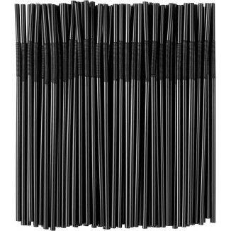 100PCS Black Flexible Plastic Straws