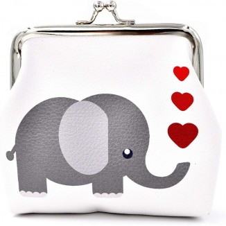 Leather Coin Purse Cute Animal Elephant Wallet Bag Change Pouch Gifts For Women