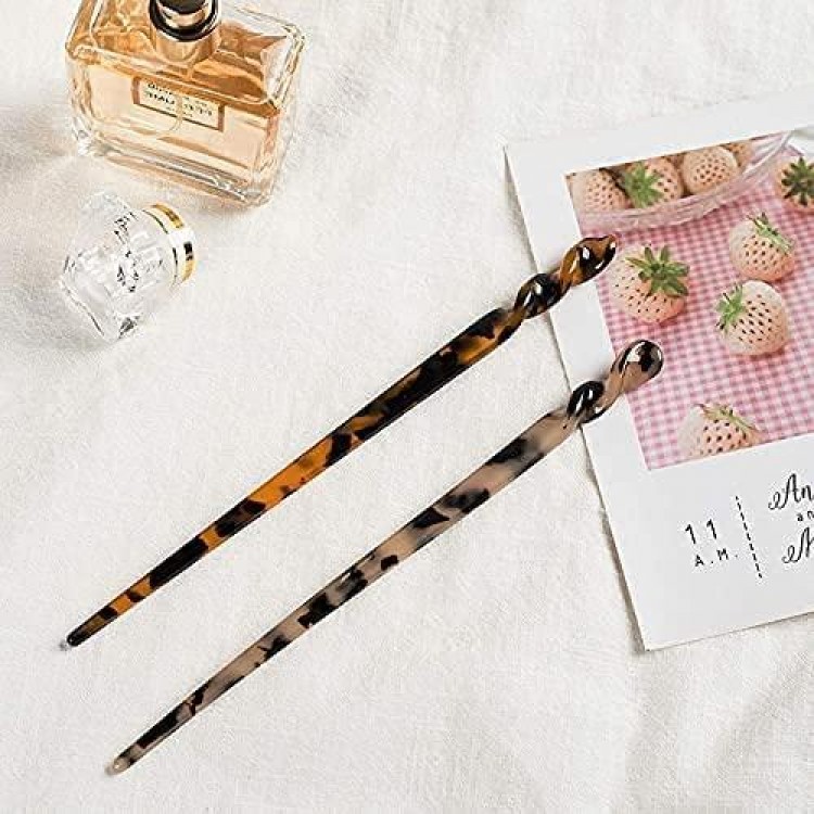 10 Pieces Acetate Hair Sticks Leopard Print Hair Pins, Tortoise Shell Hairpin