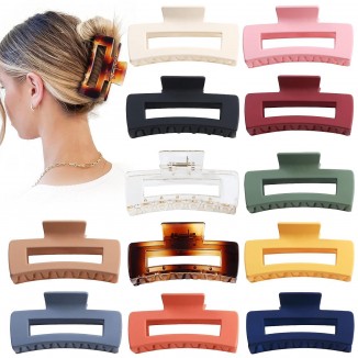12 Pcs Big Claw Clips For Thick Hair Square Hair Clips Jumbo Jaw Clips Bulk