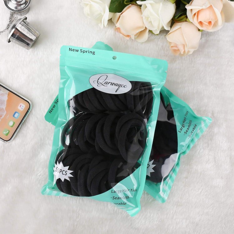 50PCS Black Hair Ties for Women