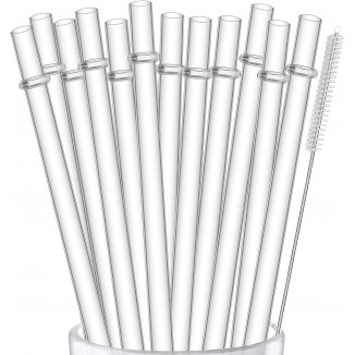 12-Pack Reusable Hard Plastic Clear Straws