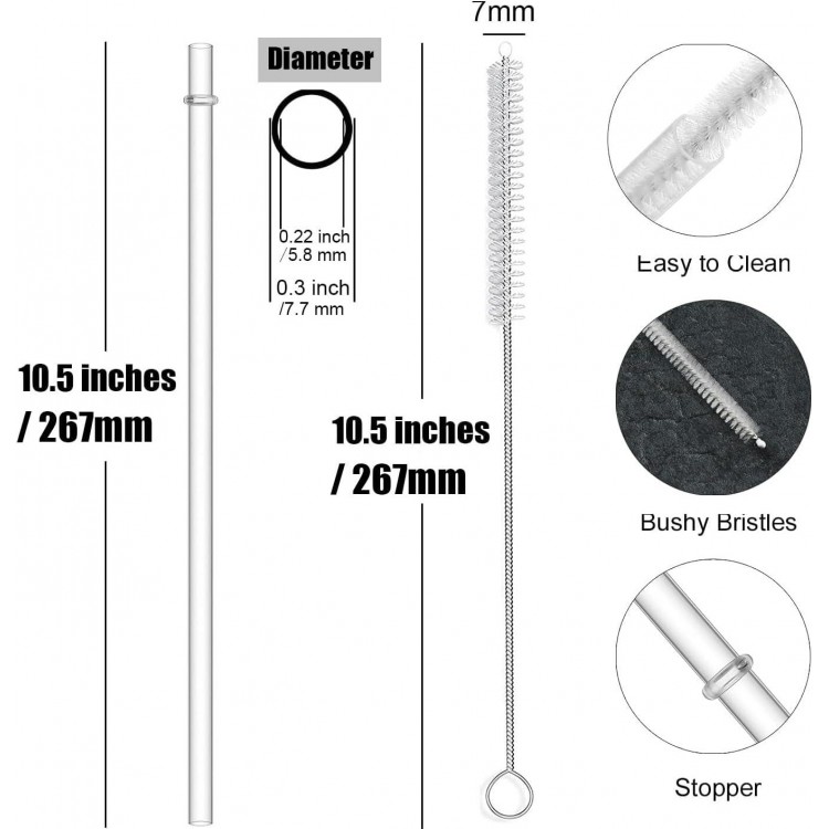 12-Pack Reusable Hard Plastic Clear Straws